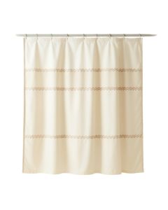 Dune Dale Shower Curtain Hanging Flat From A Plain Rod - Ivory (synthetic illustration; no displayed measurements)