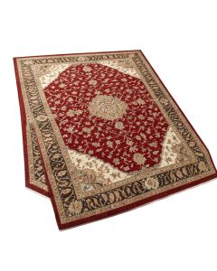 Kealey Oriental Machine Made Power Loom Wool/Polyester Red/Brown/Beige Area Rug