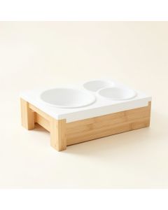 Flint Arc Pet Feeding Stand With Two Plain Empty Bowls (synthetic illustration; no displayed measurements)