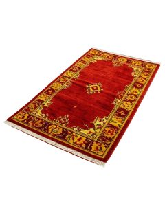 Abstract Machiine Made Power Loom Wool And Polyester Red/Yellow Area Rug