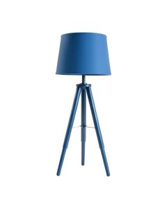 Dawn Dell Floor Lamp With A Plain Fabric Shade - Blue