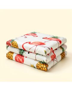 Cervantes Whimsical Flamingo & Pineapple Microfiber Sheet Set (synthetic illustration; no displayed measurements)
