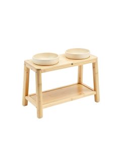 Slate Dell Pet Feeding Stand With Two Plain Empty Bowls - Ivory