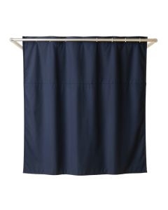 Cove Bridge Shower Curtain Hanging Flat From A Plain Rod - Navy (synthetic illustration; no displayed measurements)