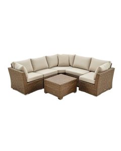 Falmouth 7 Piece Rattan Sectional Seating Group With Cushions (synthetic illustration; no displayed measurements)