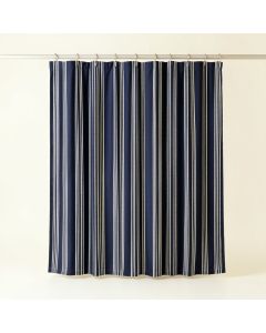 Spruce Bridge Shower Curtain Hanging Flat From A Plain Rod - Navy (synthetic illustration; no displayed measurements)