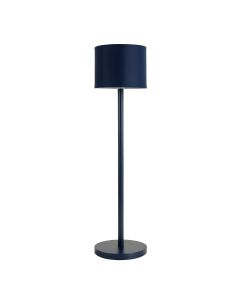 Olive Arc Floor Lamp With A Plain Fabric Shade - Navy