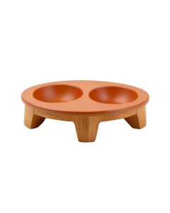 Heath Crossing Pet Feeding Stand With Two Plain Empty Bowls - Terracotta (synthetic illustration; no displayed measurements)