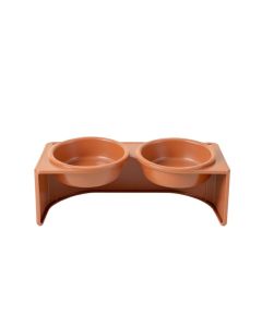Field Crossing Pet Feeding Stand With Two Plain Empty Bowls - Terracotta (synthetic illustration; no displayed measurements)