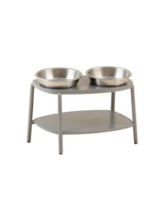 Holly Bend Pet Feeding Stand With Two Plain Empty Bowls - Gray