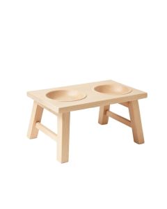 Rowan Canyon Pet Feeding Stand With Two Plain Empty Bowls - Beige