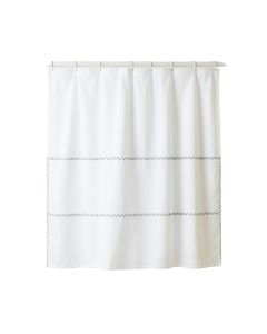 Glen Edge Shower Curtain Hanging Flat From A Plain Rod - White
