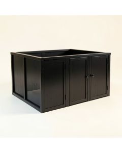 Aspen Falls Empty Furniture-Style Litter Enclosure - Black (synthetic illustration; no displayed measurements)