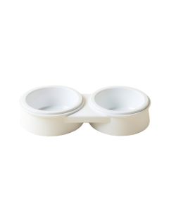 Vale Bend Pet Feeding Stand With Two Plain Empty Bowls - White