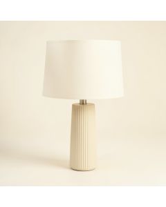 Elm Dale Table Lamp With A Plain Fabric Shade - Ivory (synthetic illustration; no displayed measurements)