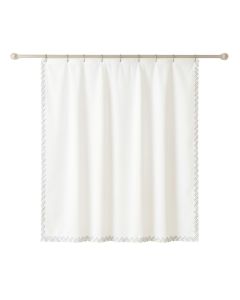 Birch Falls Shower Curtain Hanging Flat From A Plain Rod - White
