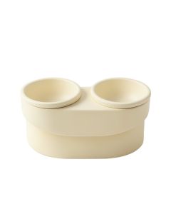 Elm Bridge Pet Feeding Stand With Two Plain Empty Bowls - Cream (synthetic illustration; no displayed measurements)