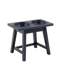 Reed Bridge Pet Feeding Stand With Two Plain Empty Bowls - Navy (synthetic illustration; no displayed measurements)