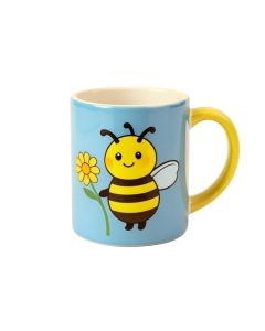 Cute Honey Bee Holding Flower Happy Summer Cartoon Coffee Mug