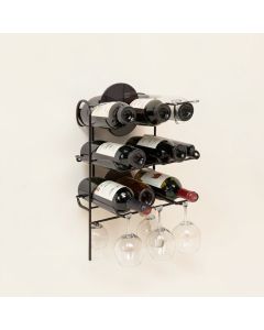 Orla 9 Bottle Wall Mounted Wine Bottle And Glass Rack (synthetic illustration; no displayed measurements)