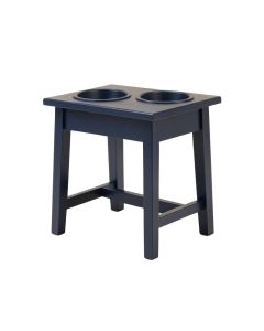 Meadow Bluff Pet Feeding Stand With Two Plain Empty Bowls - Navy