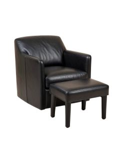 Andina 27.6 '' Wide Vegan Leather Barrel Chair And Ottoman