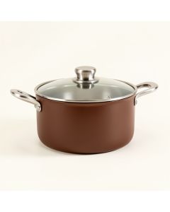 Circulon Symmetry Hard-Anodized Nonstick Straining Saucepan With Lid , 3.5-Quart (synthetic illustration; no displayed measurements)