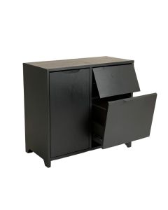 Hazel Bluff Freestanding Pull-Out Hamper Cabinet - Black (synthetic illustration; no displayed measurements)
