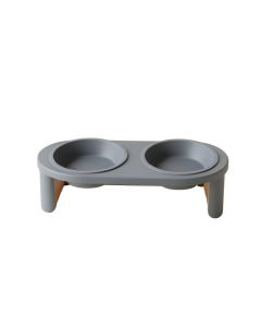 Aspen Crossing Pet Feeding Stand With Two Plain Empty Bowls - Gray (synthetic illustration; no displayed measurements)
