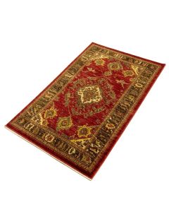 Tobiason Machine Made Power Loom Wool/Polyester Red/Brown/Yellow Area Rug