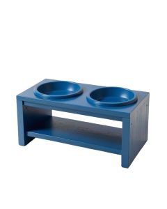 Spruce Brook Pet Feeding Stand With Two Plain Empty Bowls - Blue