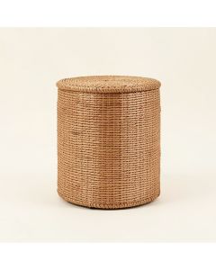 Woven Drum End Table (synthetic illustration; no displayed measurements)