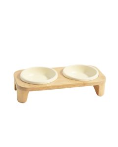 Fern Crossing Pet Feeding Stand With Two Plain Empty Bowls - Cream (synthetic illustration; no displayed measurements)