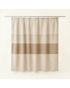 Clay Branch Shower Curtain Hanging Flat From A Plain Rod - Beige (synthetic illustration; no displayed measurements)