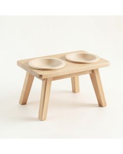 Meadow Crossing Pet Feeding Stand With Two Plain Empty Bowls - Beige (synthetic illustration; no displayed measurements)
