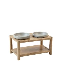 Laurel Branch Pet Feeding Stand With Two Plain Empty Bowls - Gray (synthetic illustration; no displayed measurements)