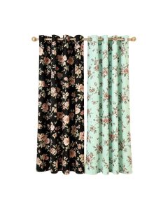 Aadhvika Floral Semi-Sheer Grommet Curtain Panels
