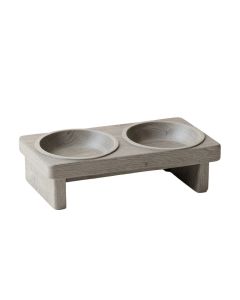 Hazel Brook Pet Feeding Stand With Two Plain Empty Bowls - Gray