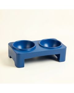 River Bend Pet Feeding Stand With Two Plain Empty Bowls - Blue (synthetic illustration; no displayed measurements)