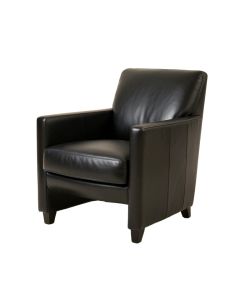 Ersula Leather Upholstered Dining Chair In Black (synthetic illustration; no displayed measurements)