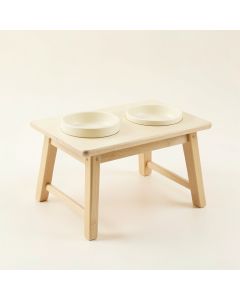 Wren Dell Pet Feeding Stand With Two Plain Empty Bowls - Cream (synthetic illustration; no displayed measurements)