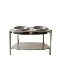 Linden Branch Pet Feeding Stand With Two Plain Empty Bowls - Gray (synthetic illustration; no displayed measurements)