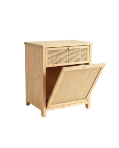 Olive Dale Freestanding Pull-Out Hamper Cabinet - Beige
