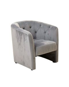 Tufted Velvet Side Chair In Gray