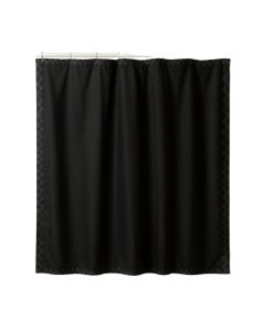 Moss Falls Shower Curtain Hanging Flat From A Plain Rod - Black