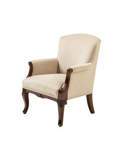 Myra Queen Anne Back Arm Chair In Beige/Dark Walnut (synthetic illustration; no displayed measurements)