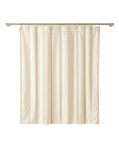 Oak Edge Shower Curtain Hanging Flat From A Plain Rod - Ivory (synthetic illustration; no displayed measurements)