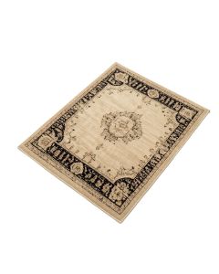 Rugsotic Carpets Hand-Knotted Silk Beige/Black Area Rug