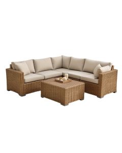 Huang 5 Piece Rattan Sectional Seating Group With Cushions