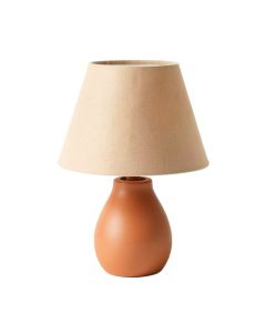 Moss Crest Table Lamp With A Plain Fabric Shade - Terracotta